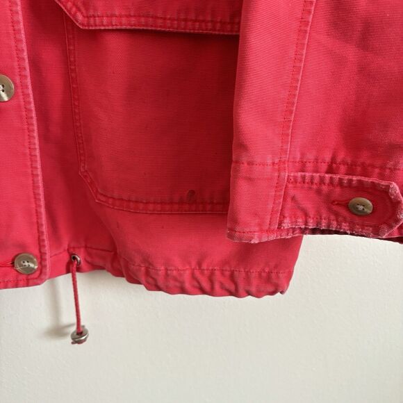 VTG Eddie Bauer Canvas Jacket Full Zip Button Up Red Collard - Womens Size Large - Picture 3 of 10